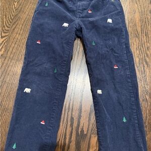 Janie and Jack Navy Corduroy Pants with Embroidery